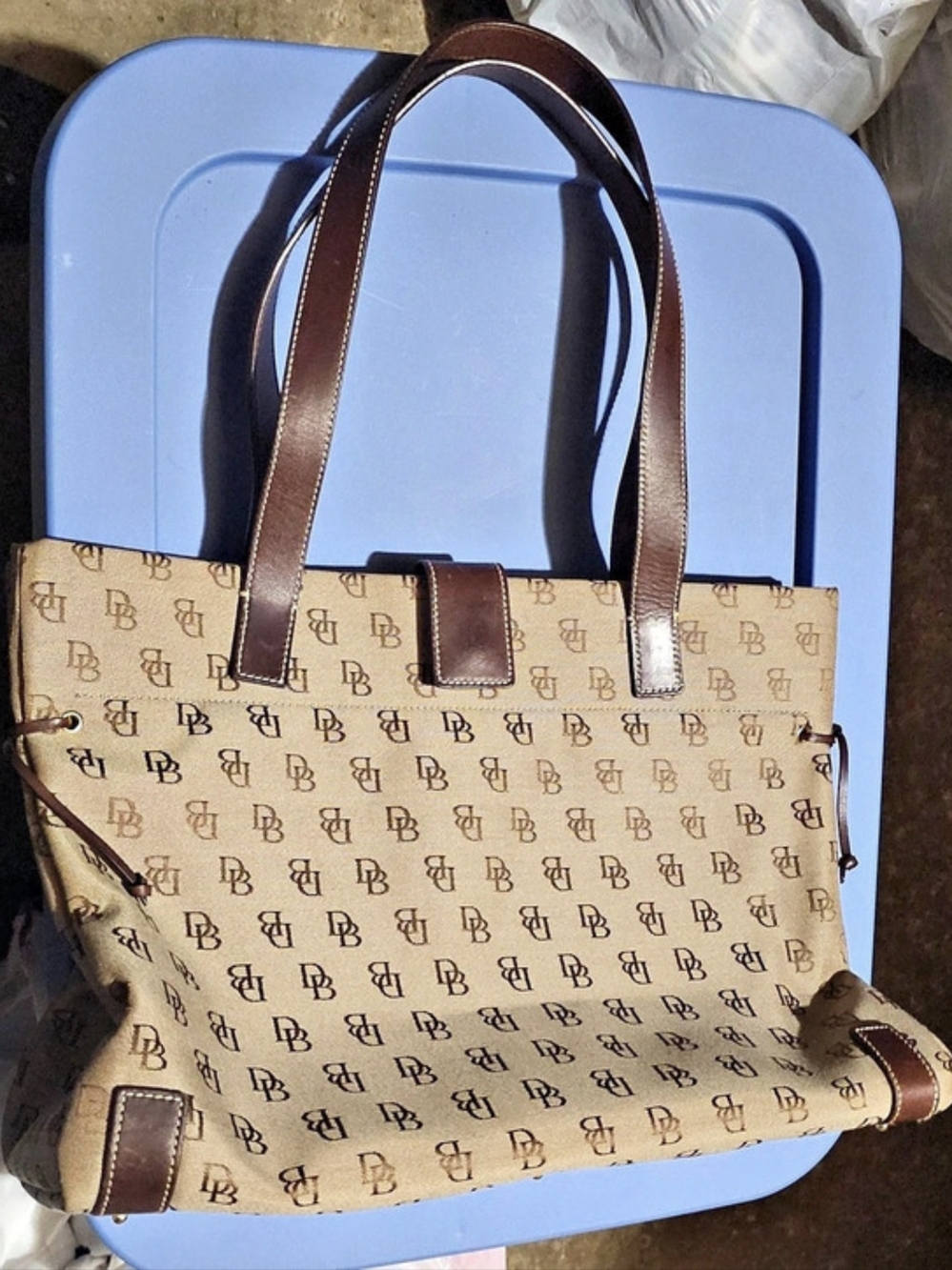 Dooney & Bourke Monogram Tote in Brown & Tan